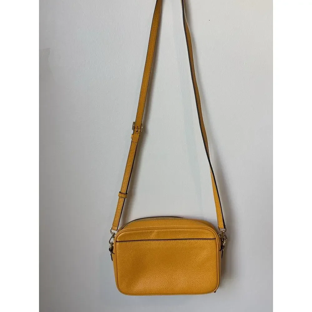 Michael Kors Jet Set Charm East West Camera Crossbody Yellow Leather Purse